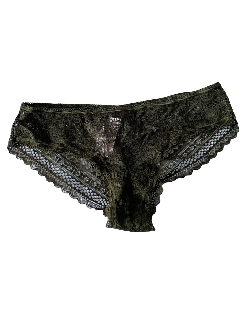 Victorias Secret Olive Green Floral Lace Cheeky Panties Womens Intimates Small
